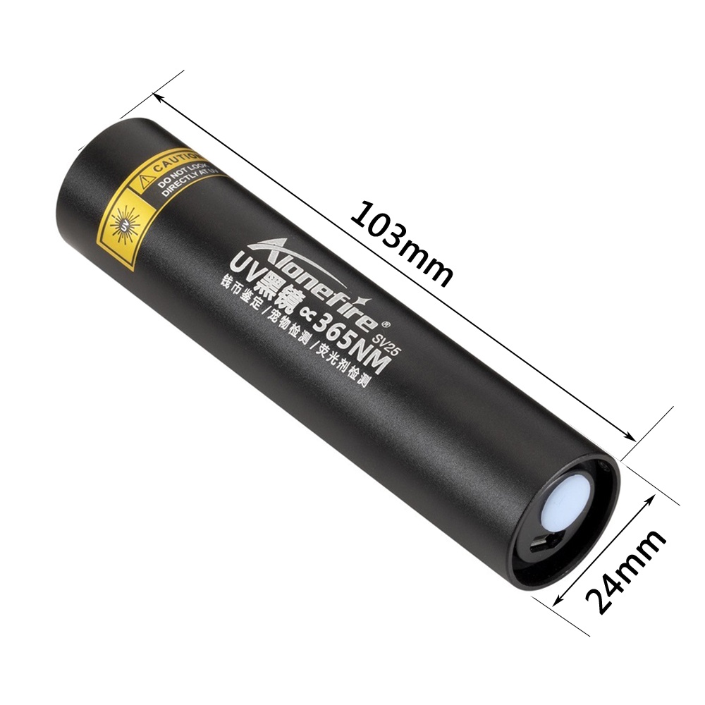 Đèn pin UV ALONEFIRE SV25 mini 365nm màu đen dành cho tất cả các dịp