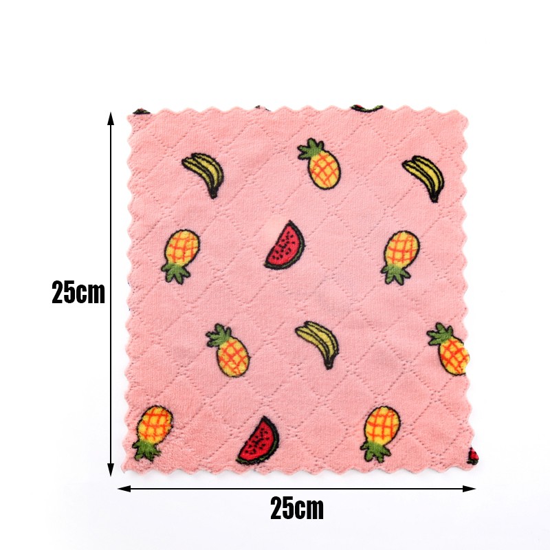 Combo 5 khăn lau bếp đa năng kích thước 25x15cm và 25x25cm họa tiết hoạt hình cute Khăn lau đa năng vải cotton siêu thấm