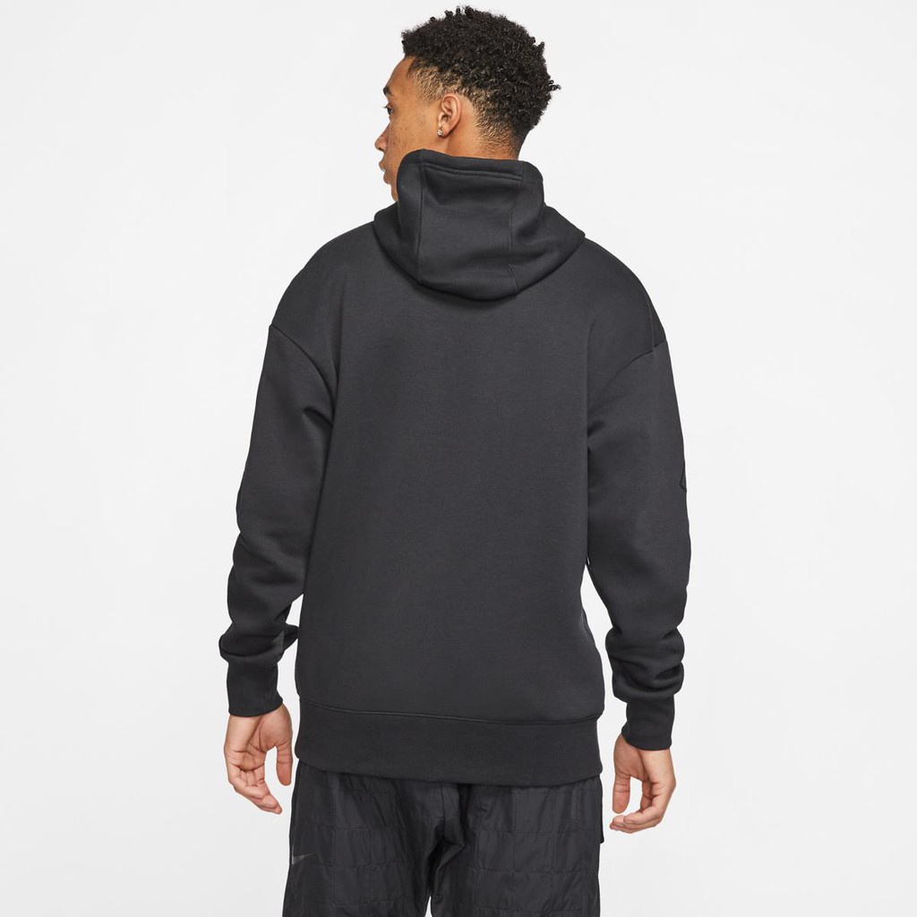 Áo Khoác Nỉ Hoodie Nam Nữ Form Unisex Chính Hãng NIKE FLEECE PULLOVER - Màu Đen Chữ Đen