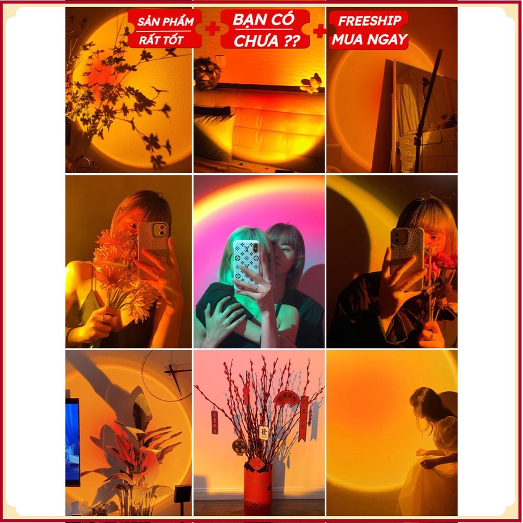 PVN30576 Đèn Hoàng Hôn TIKTOK 4 Màu ⚡FREESHIP⚡ Đèn Cầu Vồng, Đèn Decor, Đèn Sống Ảo Sunset Lamp, Trang Trí Ch