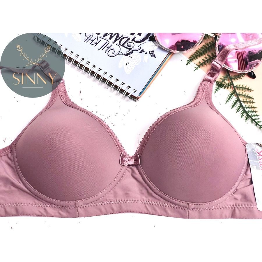 Áo lót nữ không gọng, không đệm mút, áo ngực trơn cup B mát, mền mịn Thái Lan Sisterhood 643, Sinny