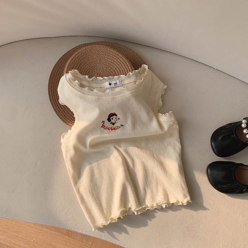 Áo thun BEAR LEADER AH8299 không tay phối ren họa tiết hoạt hình thời trang mùa hè cho bé 2-7 tuổi