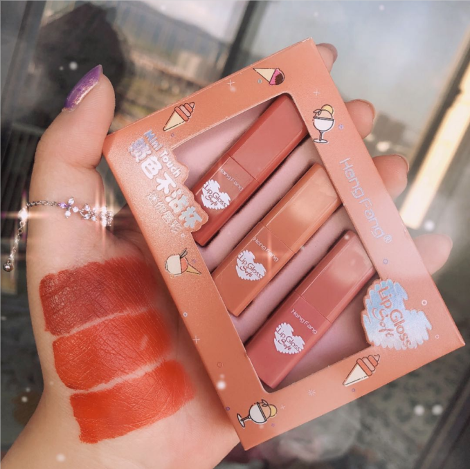 Set 3 Son Bóng Mini Mềm Mịn Lâu Trôi Không Thấm Nước Hengfang | BigBuy360 - bigbuy360.vn