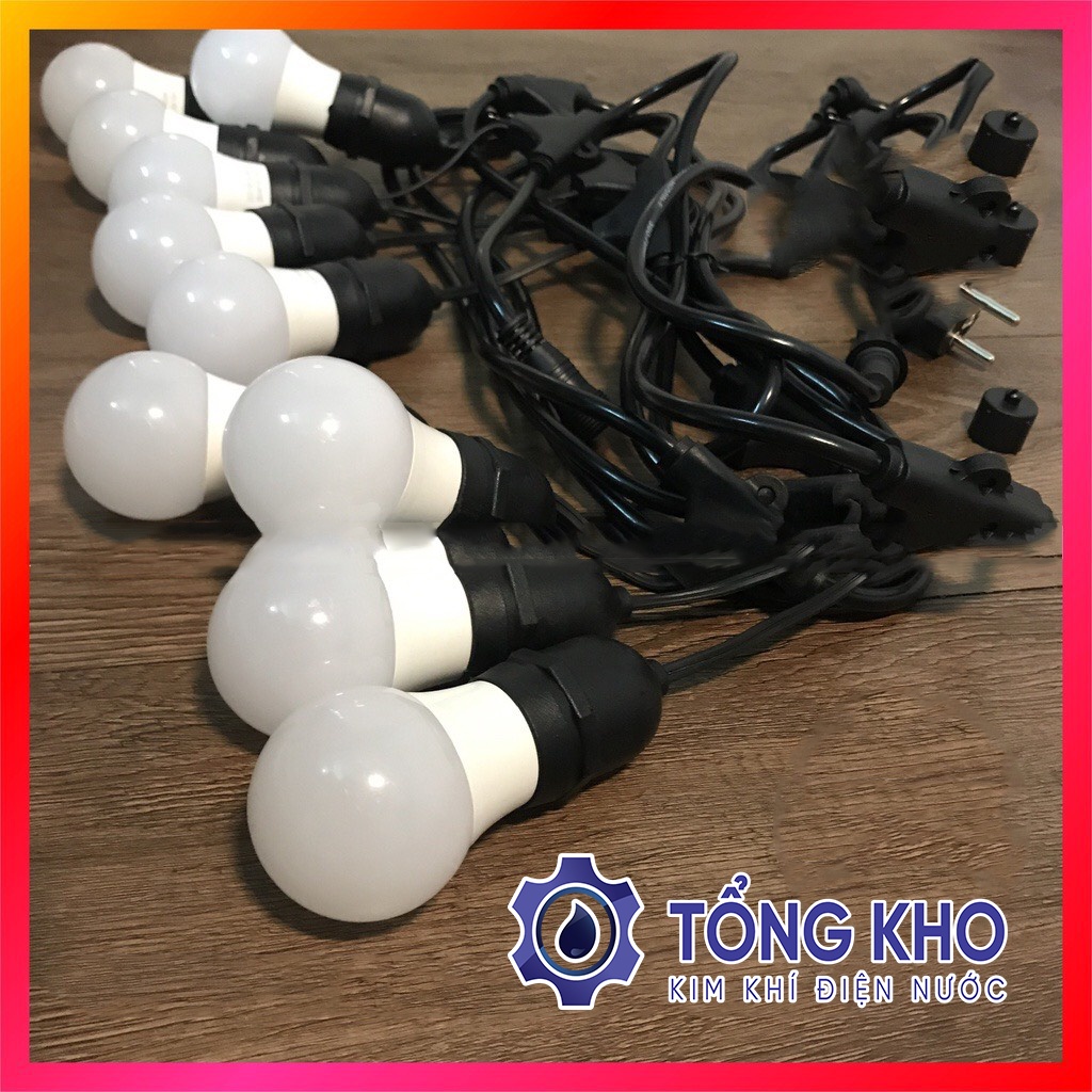 Dây đèn trang trí ngoài trời dùng cho quán cà phê, trà chanh, trà sữa... 10m 20 bóng, 5m 10 bóng loại 1 - Meta shop