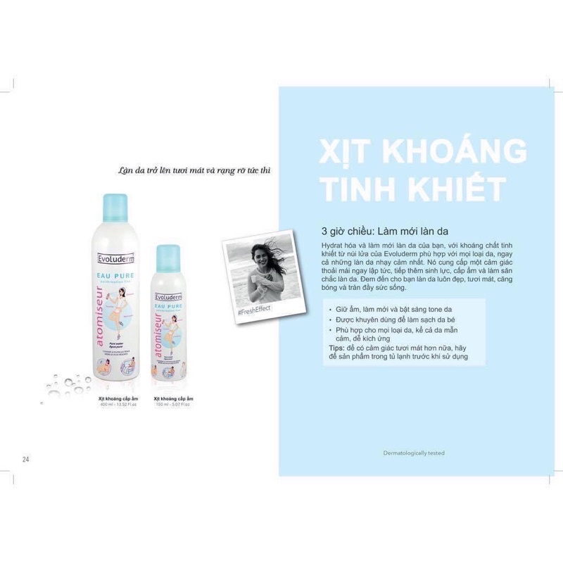 XỊT KHOÁNG EVOLUDERM EAU PURE 400ML/150ML