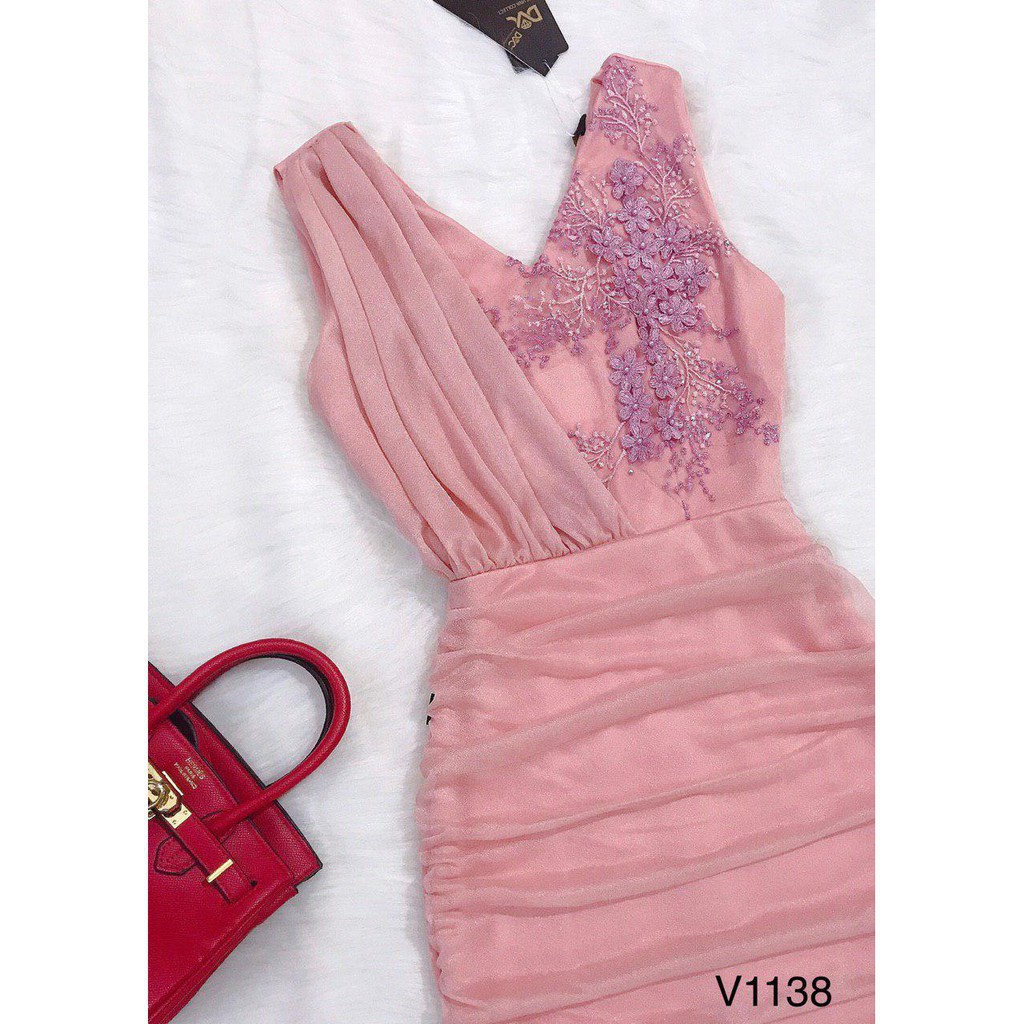 [ xả kho ] MiD Đầm hồng hoa 3D V1138 Mie Design kèm ảnh thật