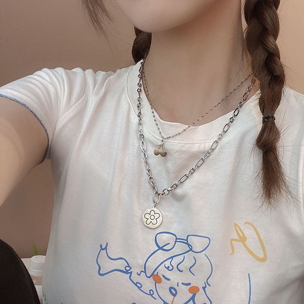 Vòng Cổ Choker Hai Lớp Mặt Hình Quả Cherry Nhiều Màu Thời Trang Cổ Điển Cho Nữ