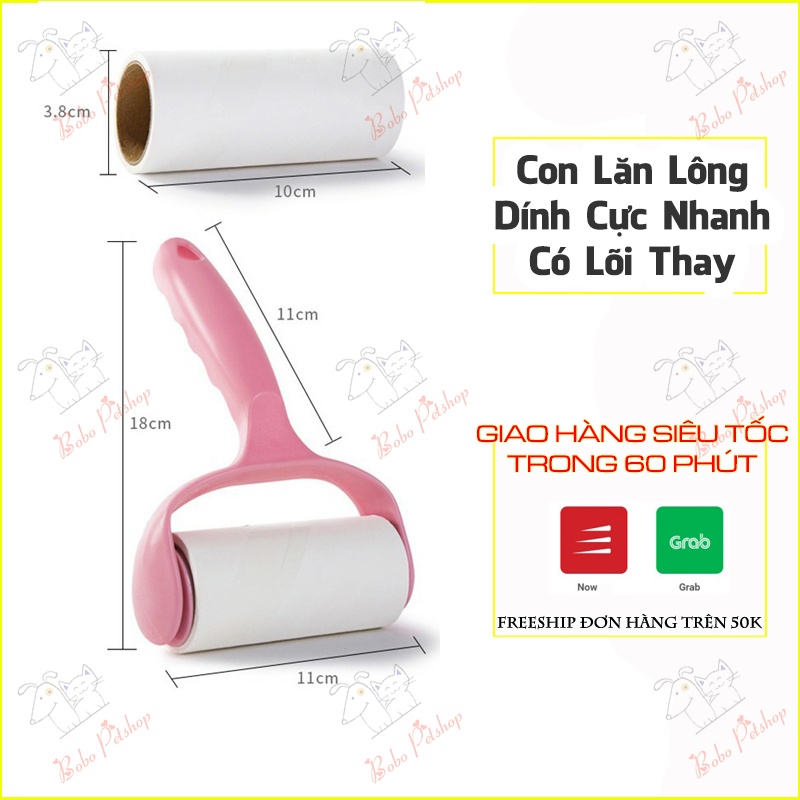 [GIÁ HỦY DIỆT] Con Lăn Bụi Làm Sạch Quần Áo, Chăn Nệm, Sofa, Lông Chó Mèo Tái Sử Dụng Có Lõi Thay - Bobo Pet Shop Hà Nội