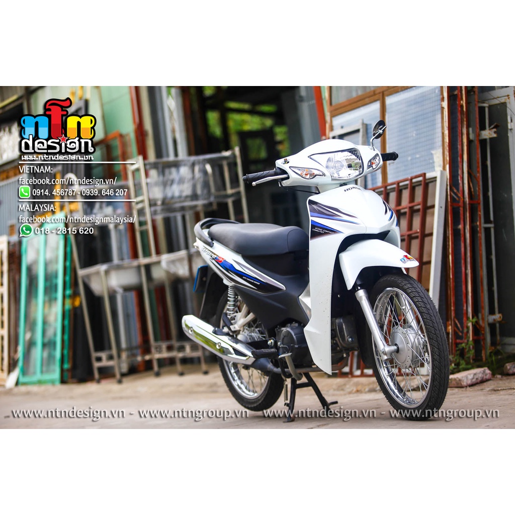 Tem /decal Rời Dán Xe Wave  A 110 Mẫu Trắng Đen Xanh Cực Đẹp, Hàng 3 Lớp Chất Lượng Cao