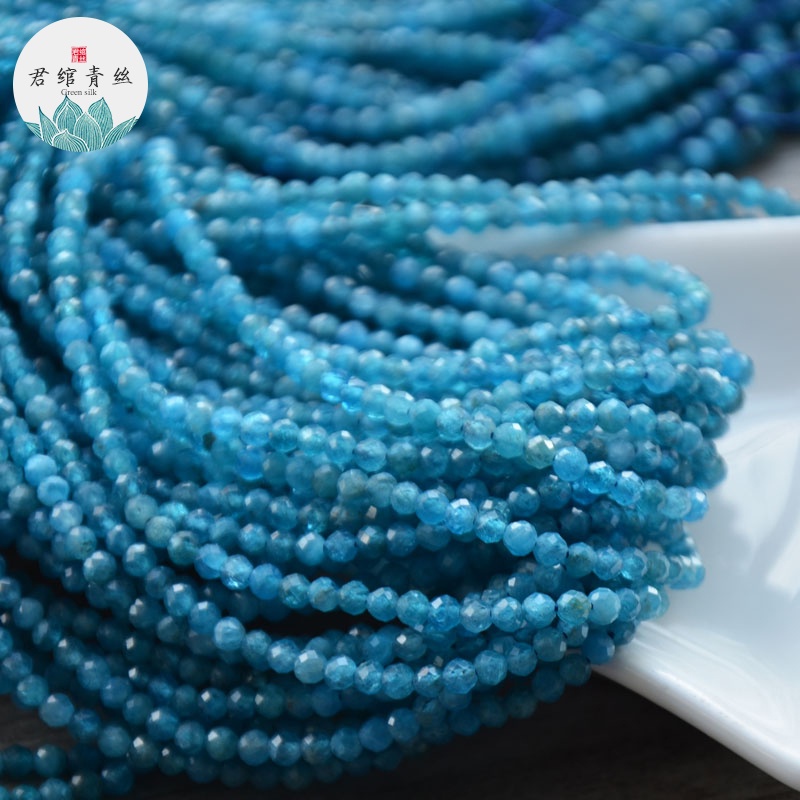 Chuỗi Hạt Đá Phosphorus Màu Xanh Dương Tự Nhiên Không Tối Ưu 3MM Bingyingge