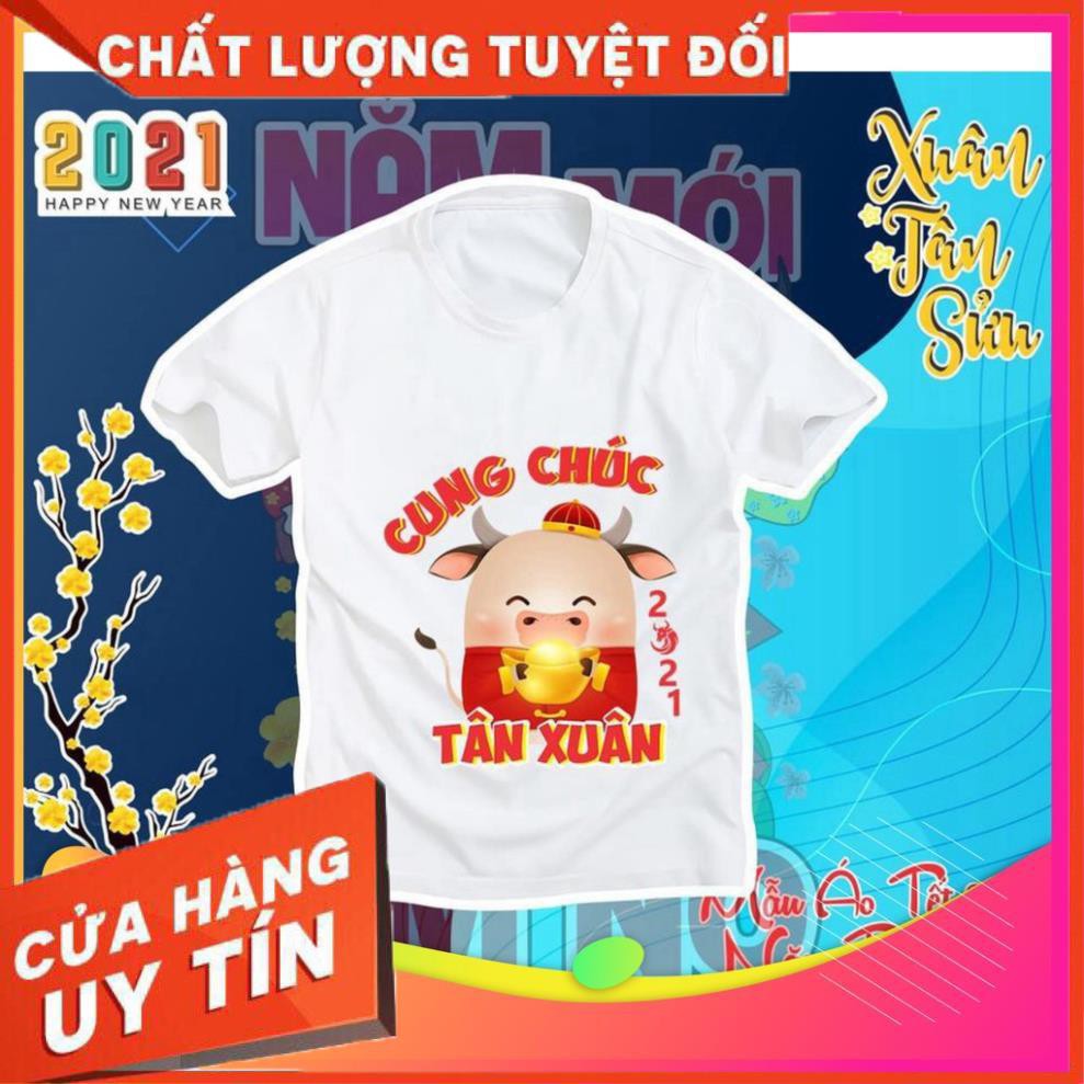 🍓(FREE❤️SHIP)🍓 Áo thun TRẮNG XUÂN TÂN SỬU 2021❤️ GIA ĐÌNH LÀ SỐ 1 ép nhiệt 3D nét căng TREND 2021 AU097