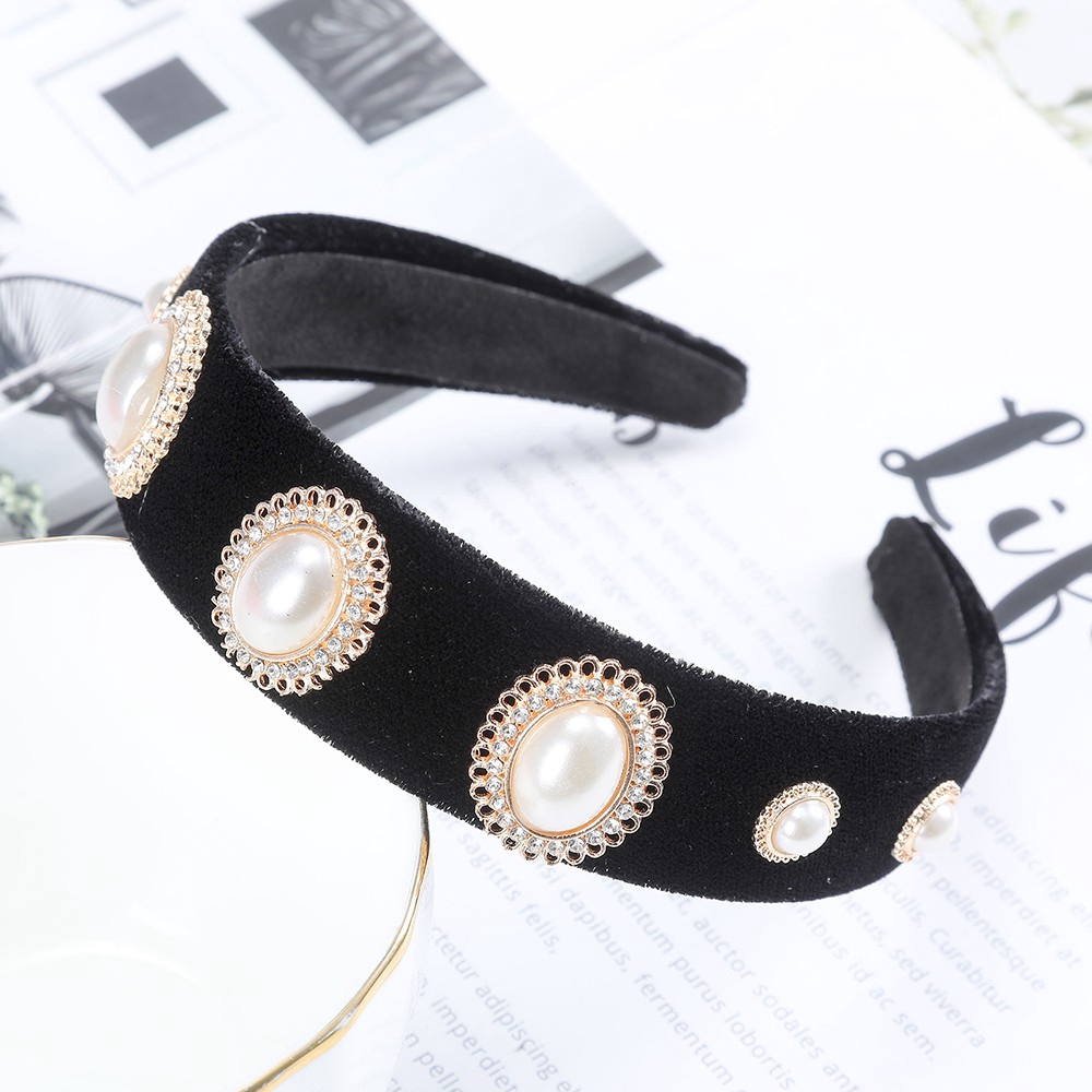 Băng Đô Đính Đá Và Ngọc Trai Giả Phong Cách Vintage