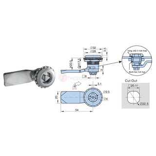 Khóa tủ điện / khóa tủ loại tam giác / Khóa MS 705-2-2