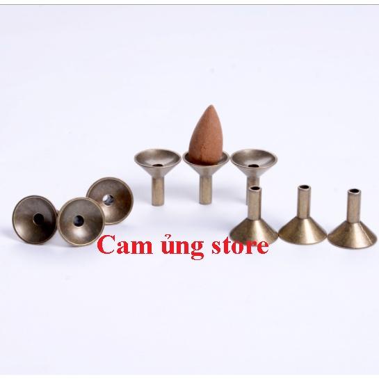 100 Đế trụ đồng đặt nụ trầm thác khói- Phễu đặt hương trầm, phụ kiện kệ tượng gốm