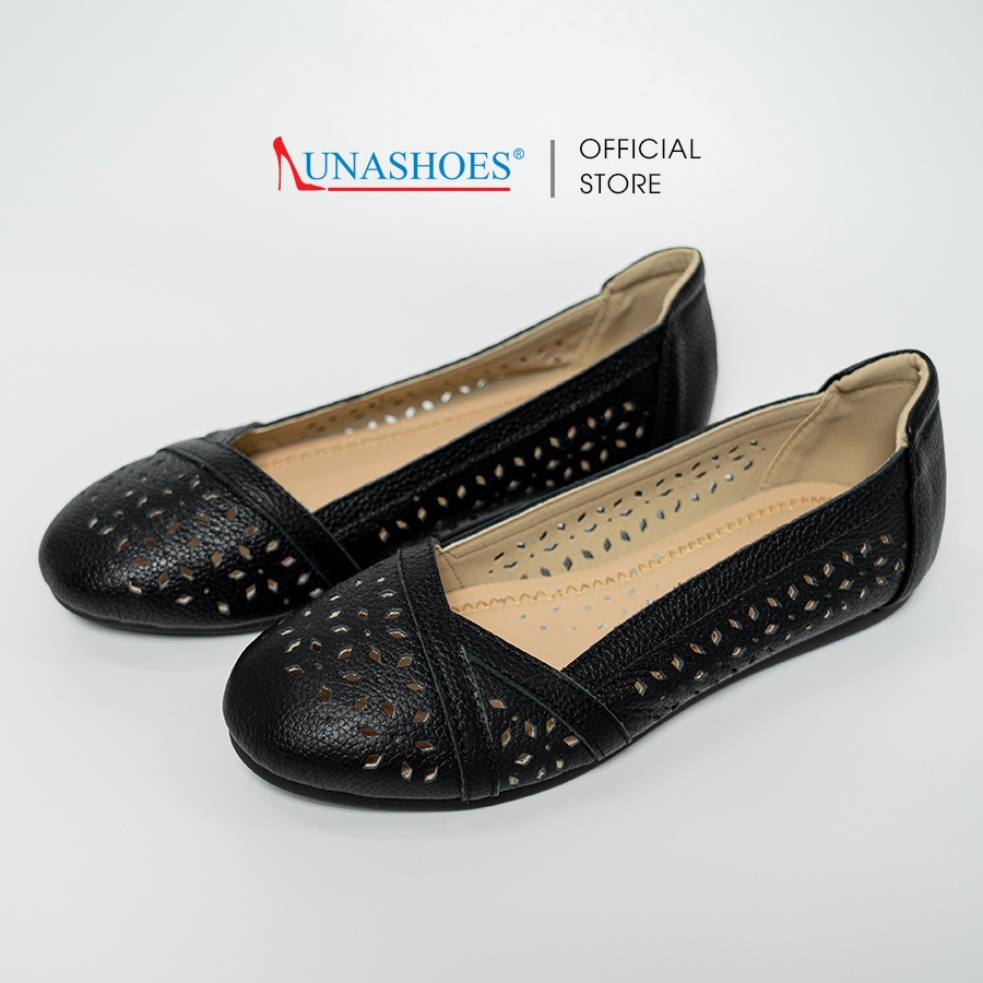 Giày bệt nữ da bò mềm LUNASHOES 1081 bảo hành 2 năm giầy trung niên nữ cho mẹ đi mùa hè mát êm chân