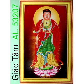 Tranh thêu PHẬT A DI ĐÀ - 35x60cm - AL.53207 AL53207 - BÔNG HOA SEN - tranh thêu chữ thập thành phẩm