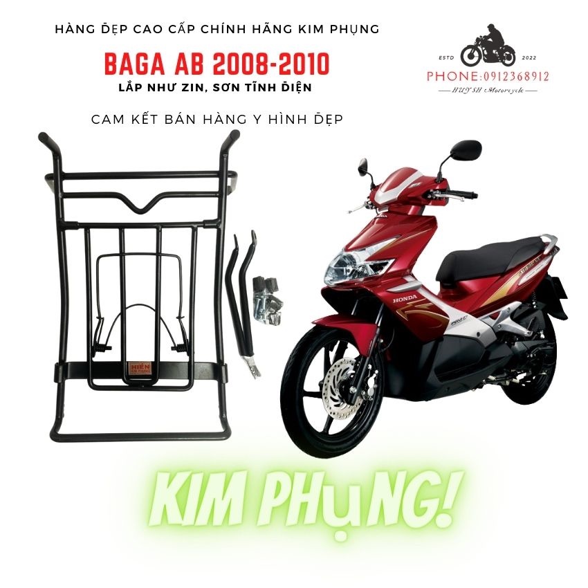 Baga xe AB 2010 Kim Phụng Chính Hãng (Màu Đen Sơn Tĩnh Điện)
