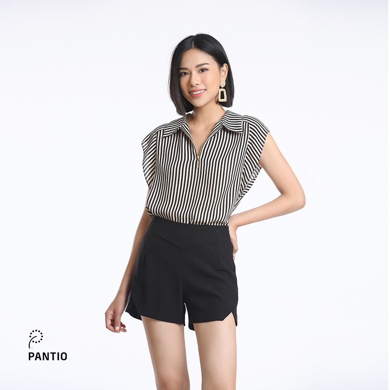 Áo sơ mi chất liệu phi cát họa tiết kẻ sọc dáng suông FAS52316- PANTIO