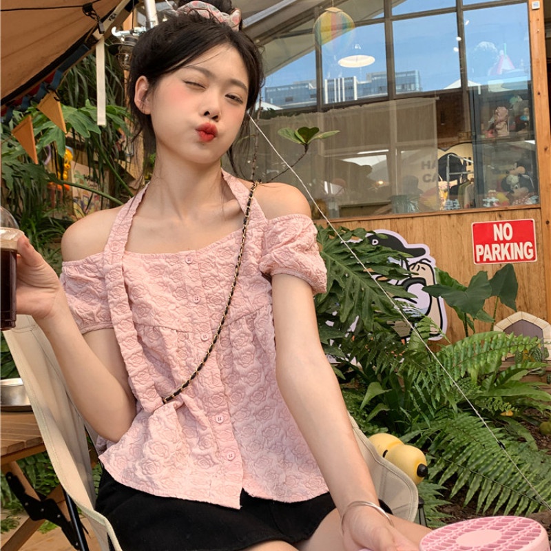 Áo Nữ Trễ Vai Tay Ngắn Dáng Rộng Thời Trang