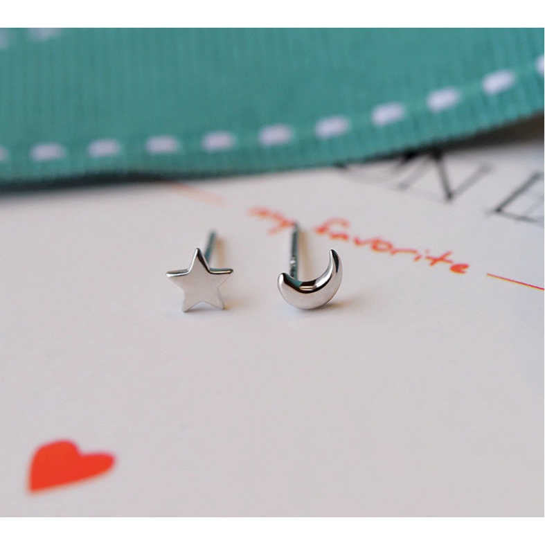 Khuyên tai bạc nữ, bông tai bạc nữ  cao cấp, bông tai bạc 925 cao cấp, khuyên tai bạc trăng sao