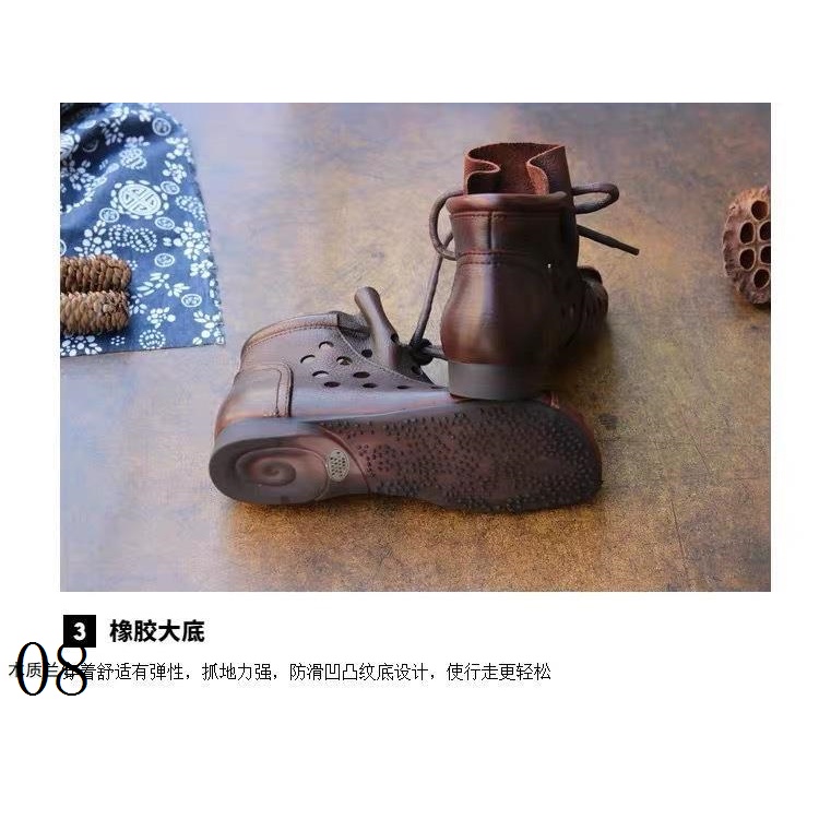 Giày Sandal Da Bò Đế Bằng Thiết Kế Đục Lỗ Thời Trang Mùa Hè Cho Nữ