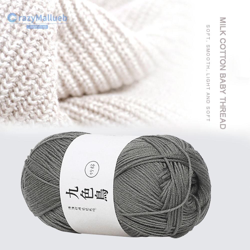 Cuộn len cotton 6 sợi dùng cho thêu đan DIY khăn choàng/áo sweater/mũ cho em bé