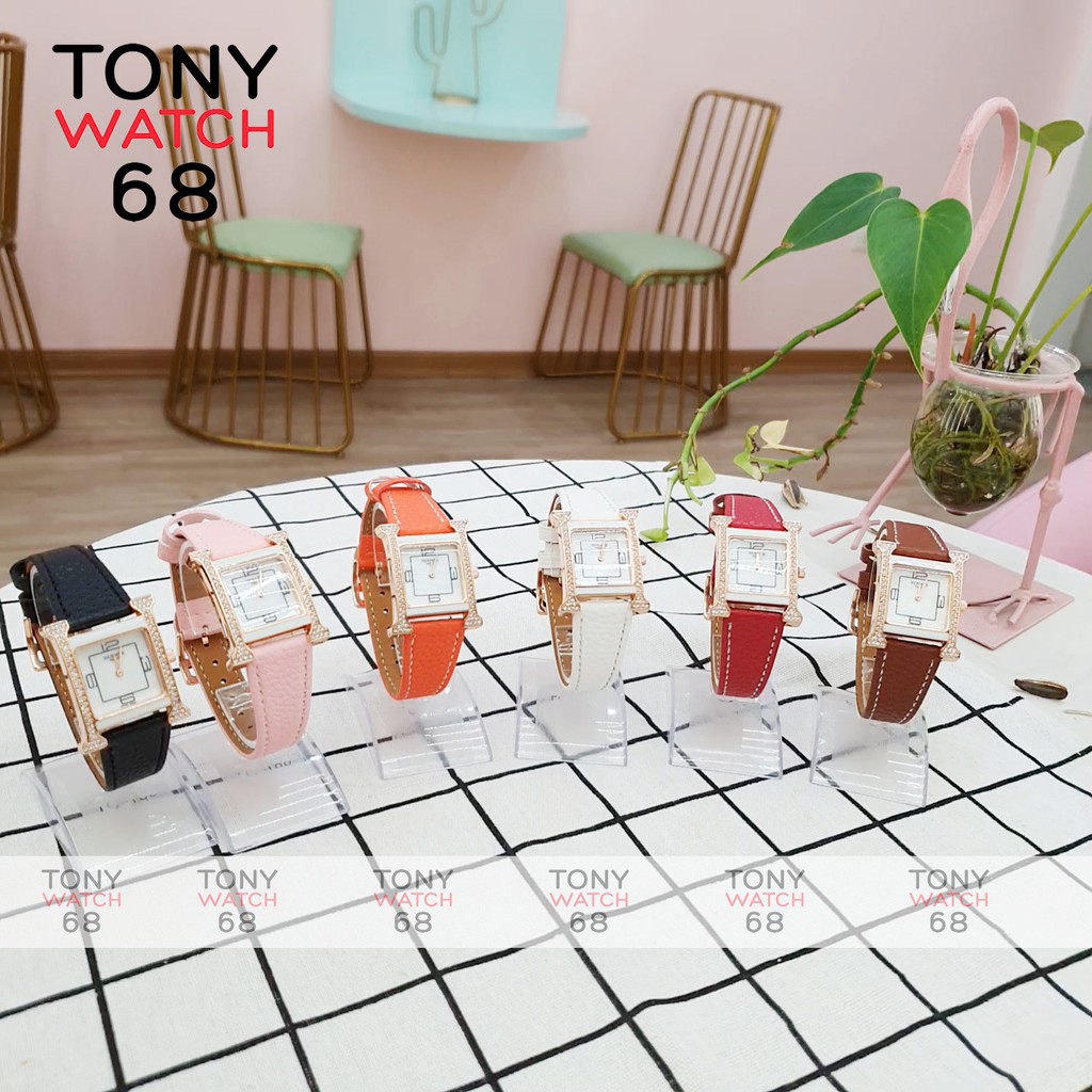 Đồng hồ nữ Winsley chữ H đẹp chính hãng dây da chống nước Tony Watch 68