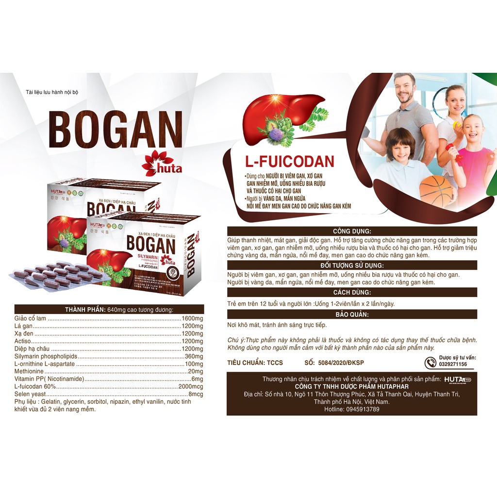 Bổ Gan HUTA hộp 50 viên nang mềm bổ sung L - FUCOIDAN giúp giảm nguy cơ ung thư gan