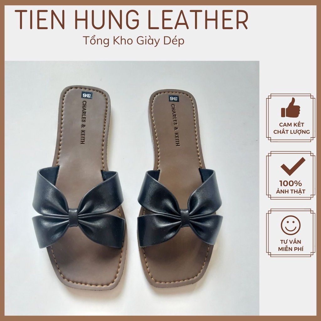 Dép lê thắt nơ, sandal nữ quai ngang đế kếp, dép thời trang Tiến Hùng TH005