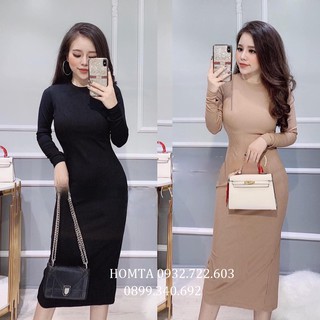 Đầm Body Tay Dài Thun Tăm Nhiều Màu
