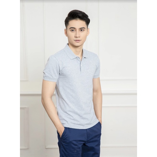Áo thun polo nam Aristino APSR02 phông ngắn tay có cổ bẻ dáng slim fit ôm nhẹ màu xám trơn vải CVC cao cấp mềm mát