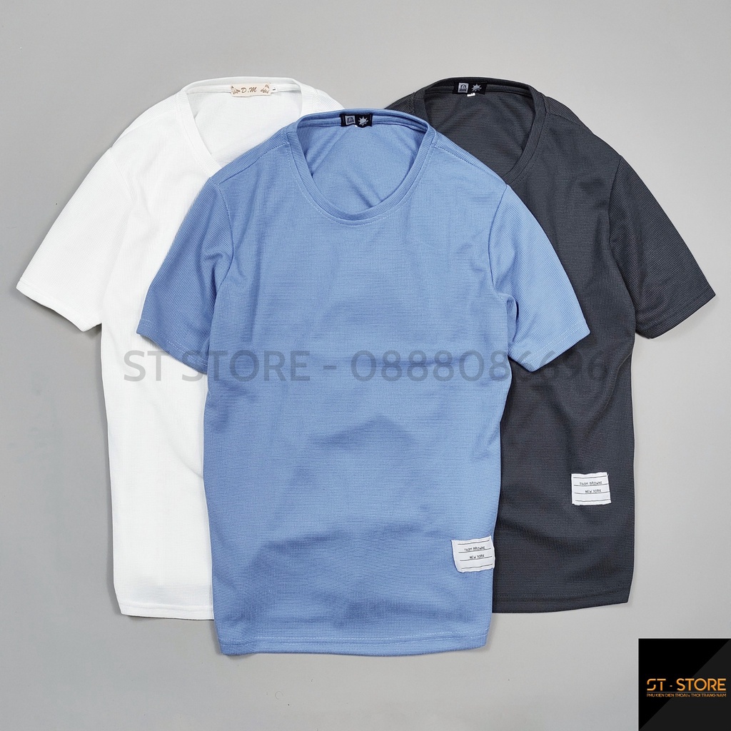 Áo phông nam cổ tròn Basic vải Cotton xốp mát, Áo thun trơn nam giá tốt ST STORE