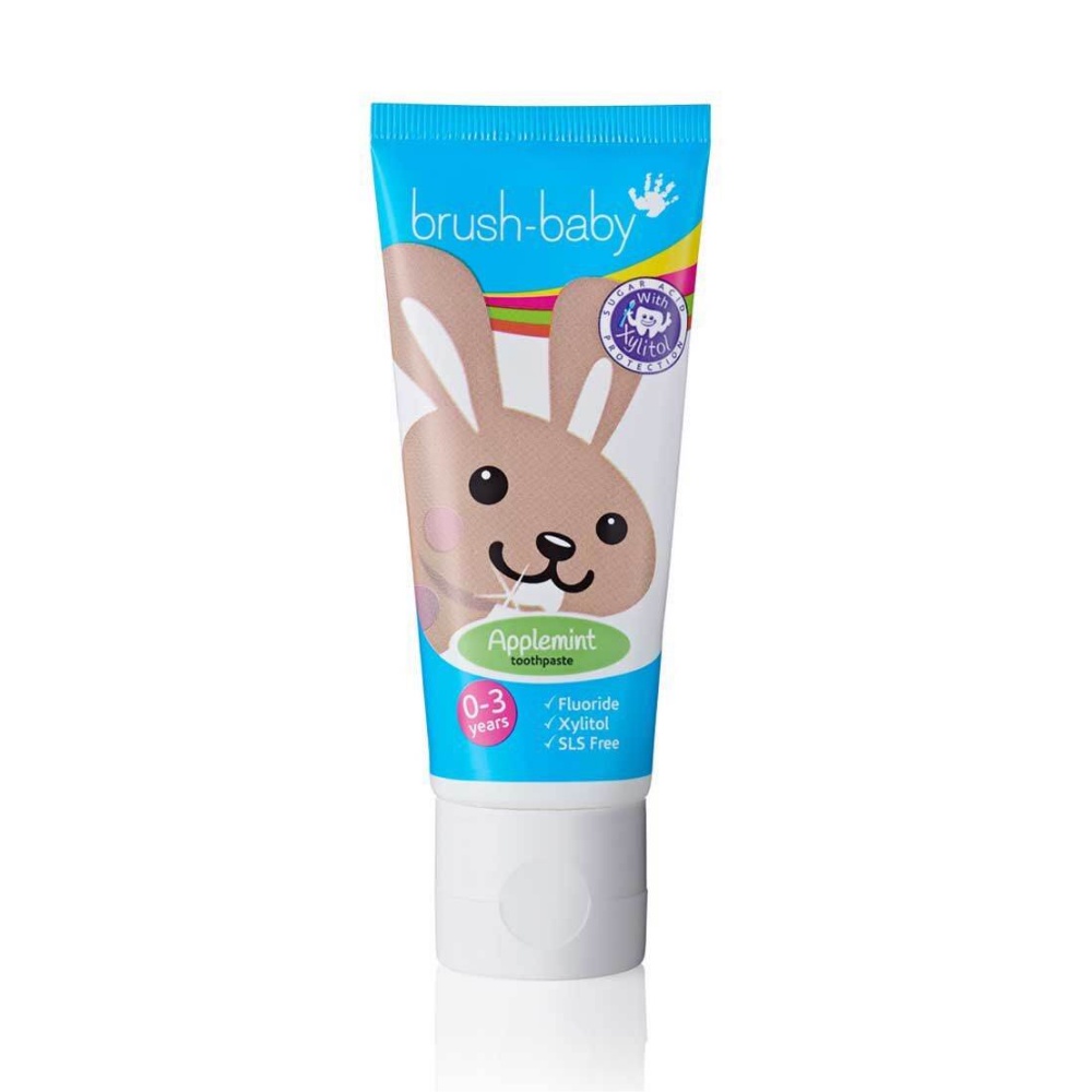 Kem Đánh Răng Trẻ Em BRUSH BABY Vị Applemint Giàu Xylitol Dành Cho Bé Từ 0 - 3 Tuổi