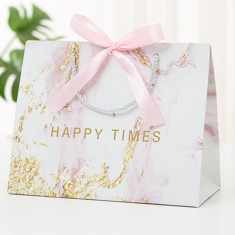 Túi quà tặng Happy Times vân đá họa tiết chất liệu cứng cáp, dày dặn , đẹp thanh lịch (18*10*16cm)