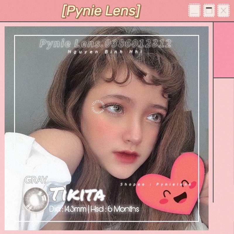 🦋 ℒℯ𝓃𝓈 𝒯𝒾𝓀𝒾𝓉𝒶 𝒢𝓇𝒶𝓎 🦋 Kính áp tròng màu xám khói viền trơn vân đá lên mắt bật tone tây siêu xinh | Pynielens ✨