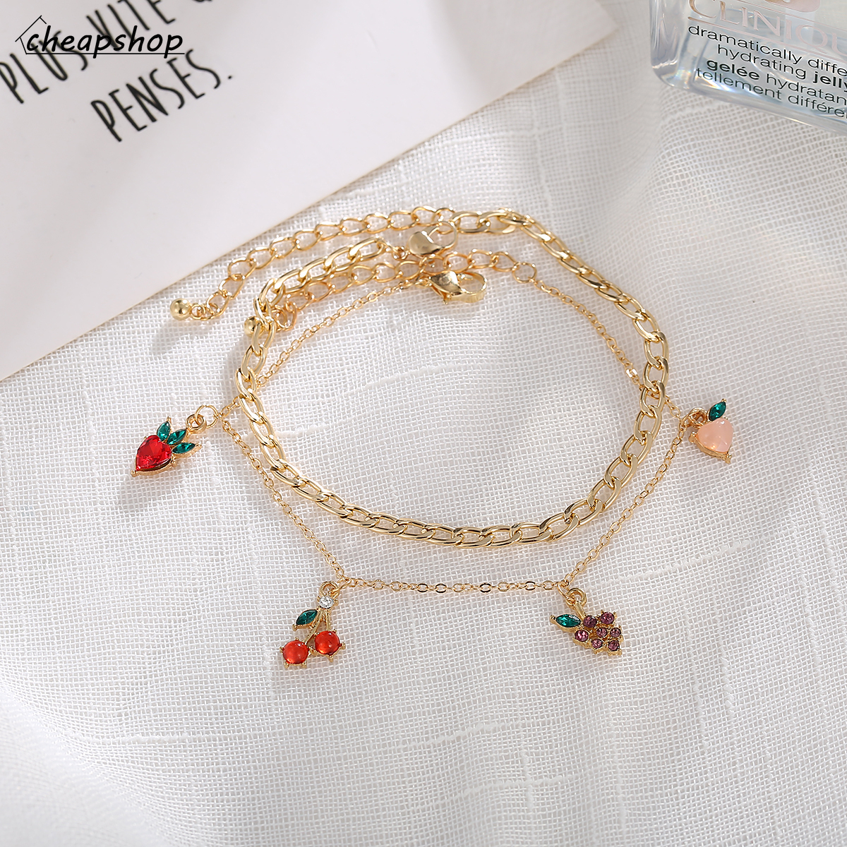 Lắc Chân Hai Lớp Mặt Hình Trái Cây Thời Trang