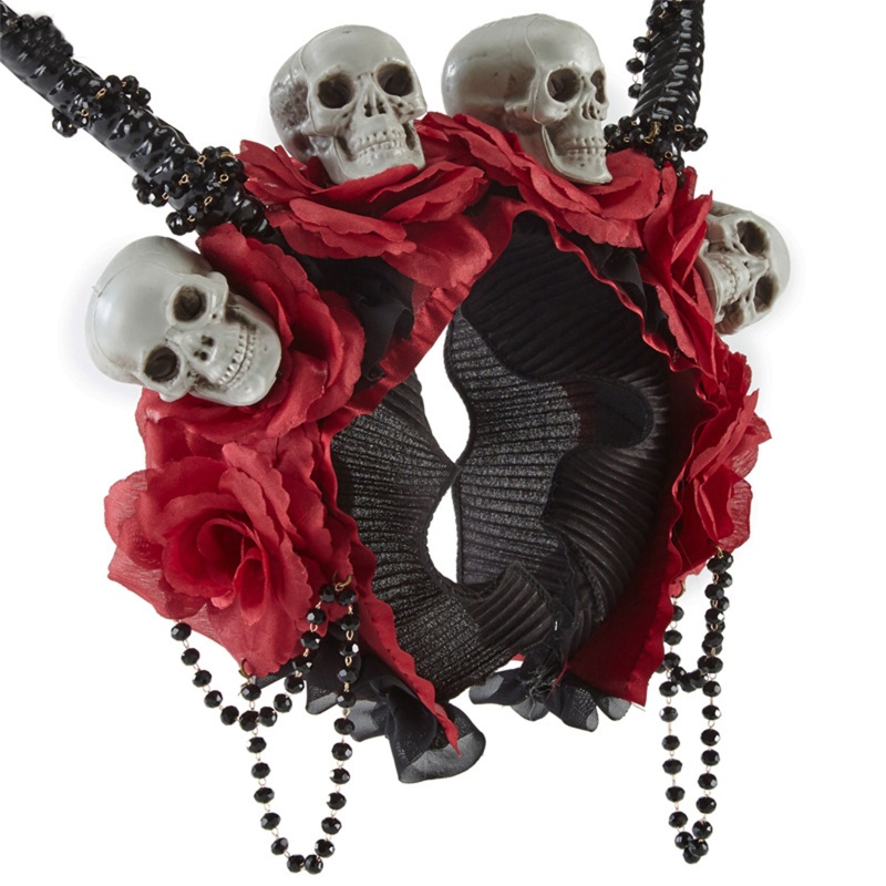 Cài Tóc Hình Sừng Đầu Lâu Đen Phong Cách Gothic Cho Dịp Halloween