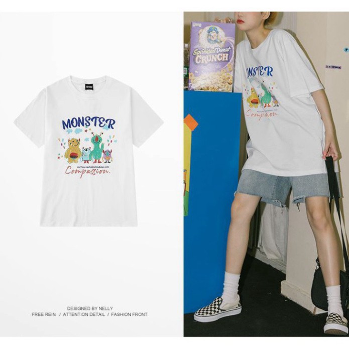 ÁO THUN, ÁO PHÔNG TAY LỠ UNISEX FORM RỘNG OVERSIZE ANIME MONSTER M660 KL SHOP HNSHOP