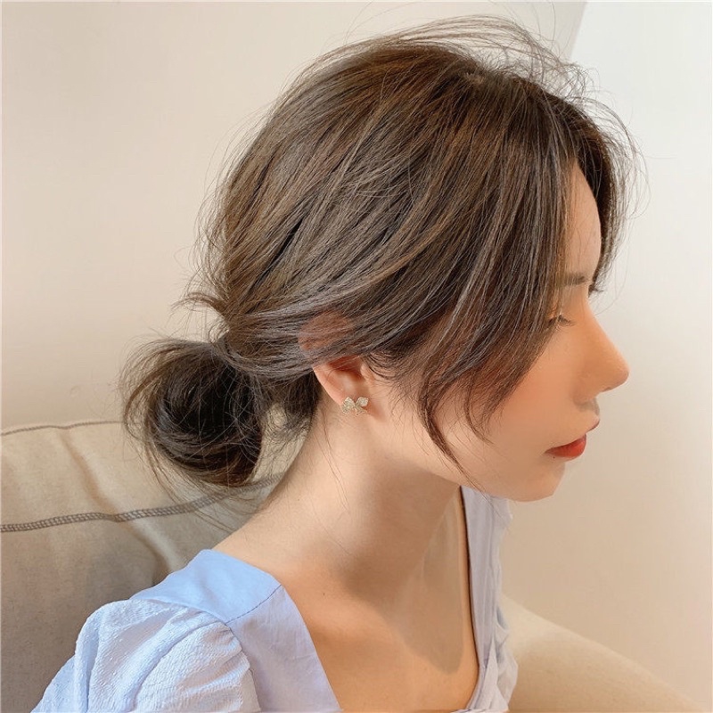 Khuyên tai bạc 925 đính đá mạ vàng cách điệu kiểu dáng lạ mắt độc đáo