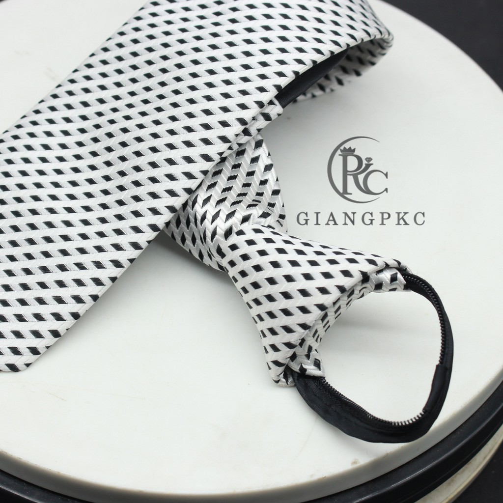 Cà vạt nam 8cm thắt sẵn dây kéo tiện lợi hàng 3 lớp lót silk Giangpkc36