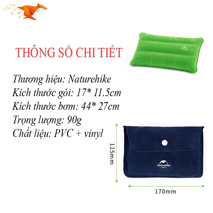 Gối Hơi Gấp Gọn Naturehike NH18F018-Z Du Lịch Dã Ngoại Văn Phòng Haochi