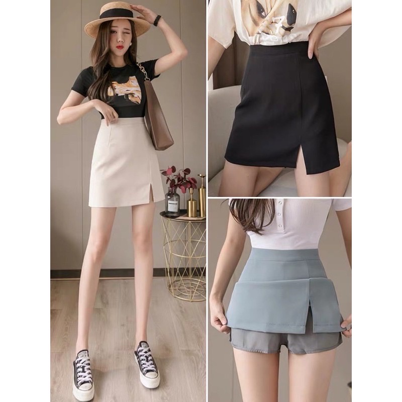 MS1042 Chân váy chữ A xẻ tà có lớp lót (hàng đẹp)