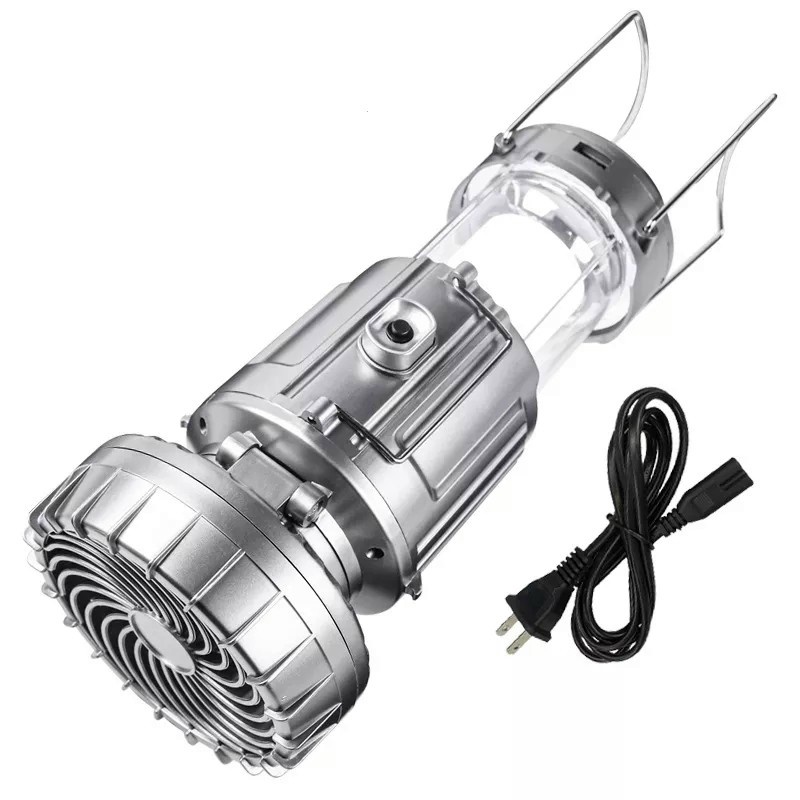 Đèn Pin Camping 3 in 1 Đèn Bão Du Lịch Đi Câu Cá Cắm Trại Picnic Sạc Năng Lượng Mặt Trời Có Quạt Kiêm Sạc Dự Phòng