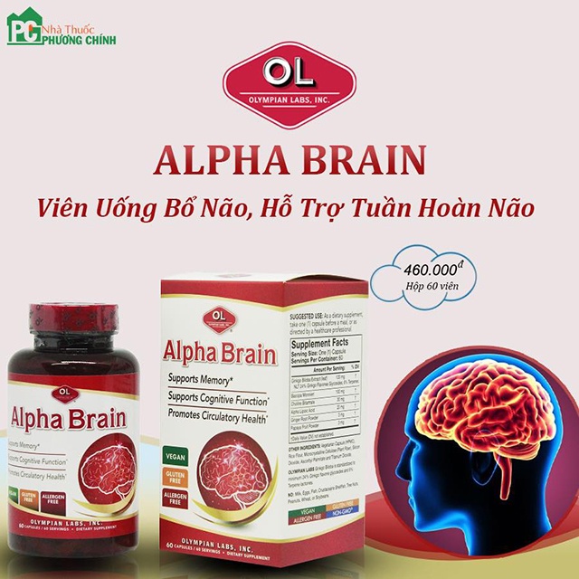 Viên Uống Bổ Não Olympian Labs Alpha Brain Tăng Cường Chức Năng Bộ Não, Hỗ Trợ Tuần Hoàn Não