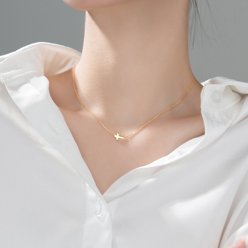 Dây chuyền Choker chữ thập DUYSON Vòng cổ bạc nữ hình thánh giá