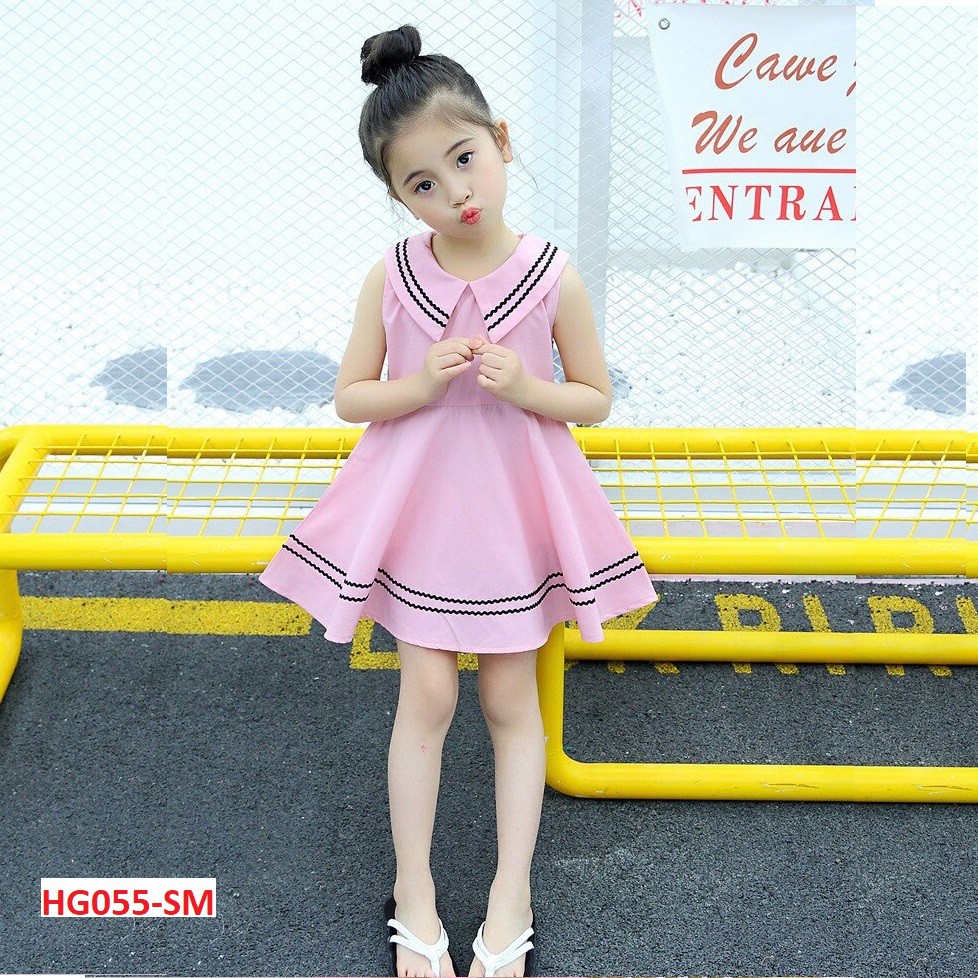 3 - Váy đầm bé gái cổ hải quân điệu đà màu trắng - HG055