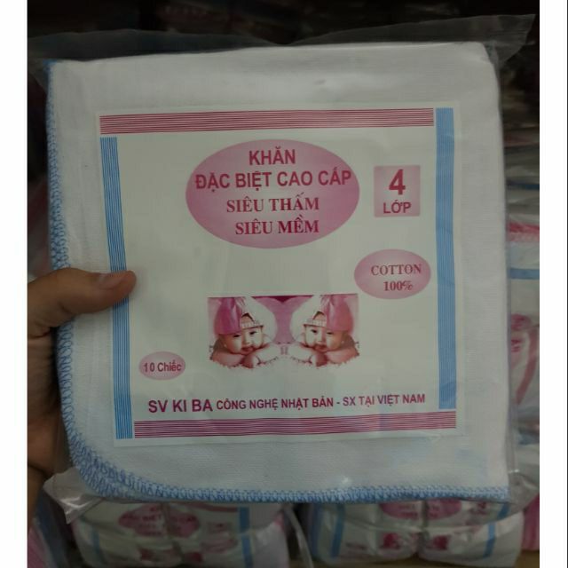 Gói 10chiếc/ Khăn sữa 2lớp/3lớp/4 lớp KiBa (lẻ=sỉ)