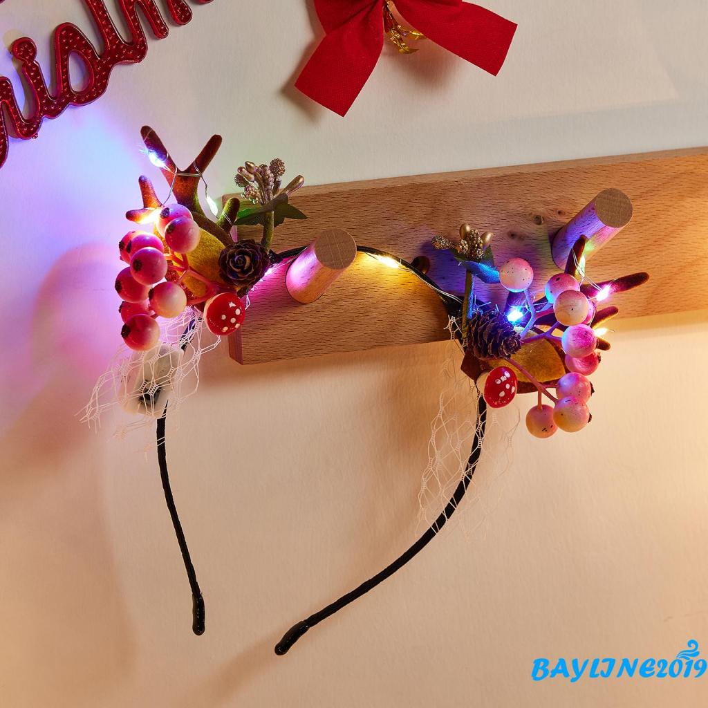 Băng Đô Hình Sừng Hươu Phát Sáng Phong Cách Giáng Sinh Tinh Tế Cho Nữ