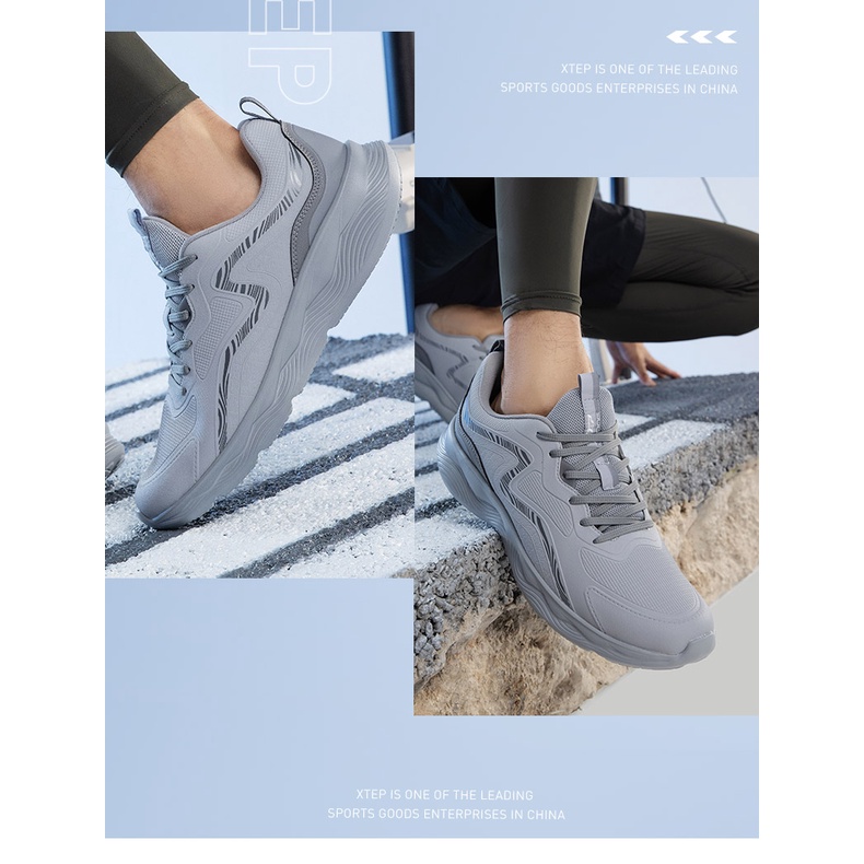 Giày thể thao da Xtep siêu nhẹ thoáng khí chống mòn thời trang cho nam