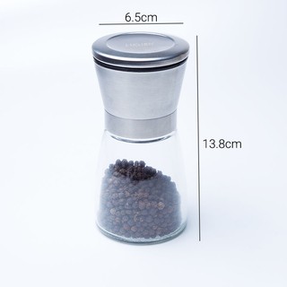 Lọ xay tiêu tay vặn HOBBY HOME DECOR XT - lọ thủy tinh và cối sứ viền Inox 304 không rỉ